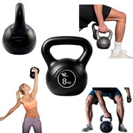 KETTLEBELL 8 KG CZARNY WINYLOWY OBCIĄŻNIK CIĘŻAREK KULA BITUMICZNY