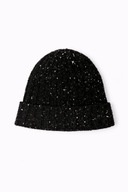 Czarna marmurkowa czapka zimowa beanie biały wzór unisex basic