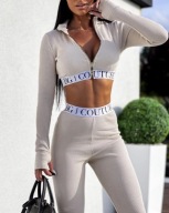 Komplet prążkowany top + legginsy Brandenburg 38 M beż nude