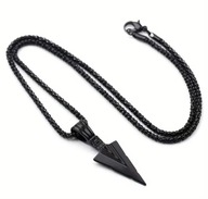 Czarny naszyjnik męski z wisiorkiem grotem 60 cm