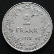 Belgia 2 franki 1912 - król Albert - der Belgen - srebro