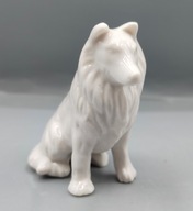 Lassie Owczarek Szkocki biała porcelana PIES śliczna figurka 7,5 cm