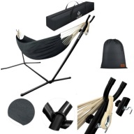 HAMAK ZE STELAŻEM DWUOSOBOWY XXL STOJAK OGRODOWY MOCNY 200KG ZESTAW + TORBA