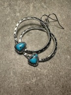 Oryginalne kolczyki Koła z turkusem Boho Etno