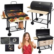 GRILL OGRODOWY WĘGLOWY DUŻY STALOWY PRZENOŚNY RUSZTY CHROMOWANE HECKERMANN