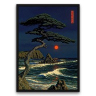 Plakat z ramą 30x40cm Nocny Wiatr nad Oceanem morze noc spokój pejzaż