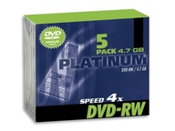DVD+RW 4,7GB 4X PLATINUM SLIM BOX - 5 szt.