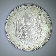 .WATYKAN, PAWEŁ VI, 500 LIRÓW. Ag 23