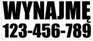 Naklejka wynajmę z numerem telefonu 45cm - folia