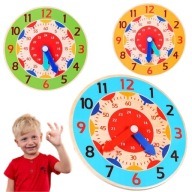 Drewniany zegar do nauki godzin czasu dla dzieci zegarek edukacyjny 14 cm