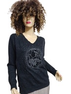 CARRIE CARUUCCI SWETER wełna kaszmir angora czaszka 40