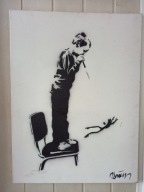 BANKSY KOPIA MURALU PLUJĄCY CHŁOPIEC NA ŻABĘ OBRAZ