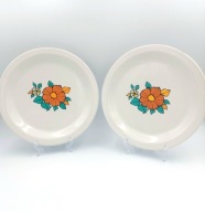 Zestaw 2 talerzy talerz tułowice prl vintage lata 70 70s retro home kwiaty