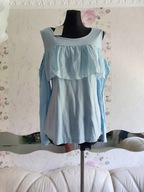 BLUZKA hiszpanka BŁĘKITNA GŁADKA Z ŻABOTEM ZIMOWA