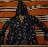 Bluzka koszula taliowana granatowa kaptur kosmos print boho M / L
