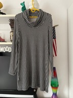 wyprzedaz E LAURA ASHLEY SUKIENKA GOLF PEPITKA CZERŃ BIEL