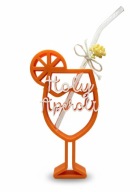 DEKORACYJNY KIELISZEK 3D ,,Holy Aperol'' + rurka szklana wielorazowa