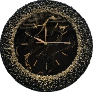 Zegar w stylu Glamour zdobiony żywicą. Klasyczna czerń i złoto