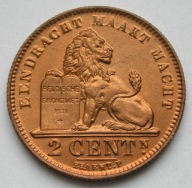 Belgia 2 centimes 1911 - lew - stan menniczy