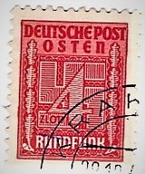 Znaczek Opłaty Radiowej Generalnego Gubernatorstwa "4 zł" (Rundfunk) 1944r.