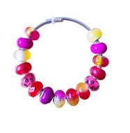 Modułowa bransoletka, fuksja, czerwony, żółty, koraliki w kocie łapki