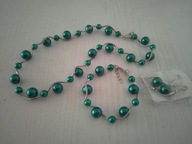 Komplet biżuterii zielony w niepowtarzalnym wzorze