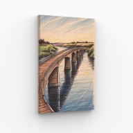 Obraz na płótnie 40x70 Kręty most nad rzeką krajobraz | Pomysł na Prezent