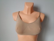 Śliczny biustonosz top bardzo elastyczny beżowy ciemniejszy beż