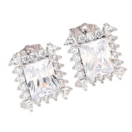 87066 Kolczyki srebrna stal chirurgiczna 316L markiza z cyrkoniami