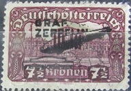 Austria stary znaczek z nadrukiem Zeppelin (9/34