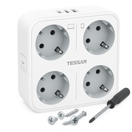 TESSAN KOMPAKTOWE GNIAZDKO ELEKTRYCZNE ŚCIENNE ROZDZIELACZ USB A C 4000W