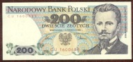 200 zł. 1986 r. ser. CU UNC b. rzadka seria - PIĘKNY !!!