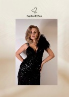 Broszka ze strusich piór Czarna zl