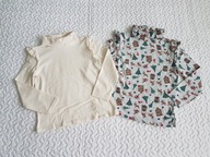 C&A 2 bluzki golfy ecru i wzorki roz 122