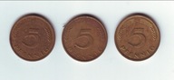 Niemcy 5 Pfennig 1975 D,F,G