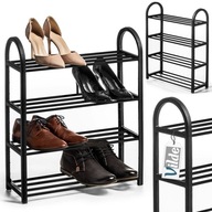 PÓŁKA NA BUTY METALOWA REGAŁ STOJAK 4 POZIOMY CZARNA VILDE