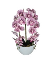 Sztuczny Storczyk gumowy w Doniczce Dwa Pędy Orchidea Dekoracja Prezent