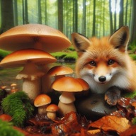 Panel na torbę, poduchę ogrodową 45x45cm, oxford wodoodporny las, lis