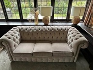 Pikowana angielska sofa Chesterfield 3-osobowa 200 cm | Styl glamour