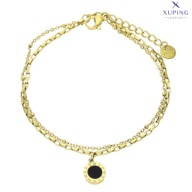 73659 Bransoletka złota stal chirurgiczna podwójna z motywem zegara