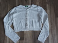 Sweter biały BENETTON cekiny 134/140