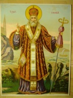 Św. Mikołaj Biskup Miry Oleodruk chromolitografia obraz