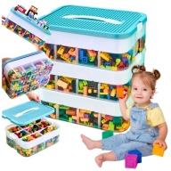 DUŻE PUDEŁKO NA KLOCKI LEGO 3 CZĘŚCI POJEMNIK NA ZABAWKI KLOCKI DUPLO 22L