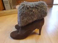 Botki brązowe zamszowe na obcasach 38