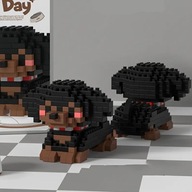 Zestaw Klocków Klocki Konstrukcyjne - Słodki Piesek Ciemny, 210el. Prezent