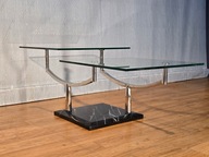 Stolik kawowy, metal/szkło/kamień, rozkładany, Duński Lata 90 (177)