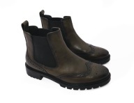 Damskie Botki Chelsea Skórzane Oliwkowe High Soft Ara |R. 39 (6)