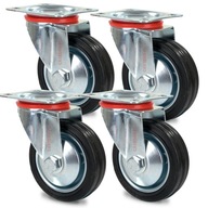 KÓŁKA OBROTOWE 75mm 200kg KOŁA METALOWO GUMOWE ZESTAW JEZDNY DO WÓZKÓW