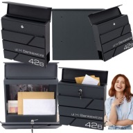 Duża Skrzynka pocztowa z numerem domu na listy wrzutnia Verda szary