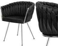 Krzesło TRECCIA BLACK VELVET SILVER czarne | chrom eleganckie do salonu